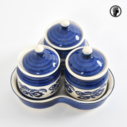 Designer Blue Ceramic Pickle Jars with Tray 2.JPG