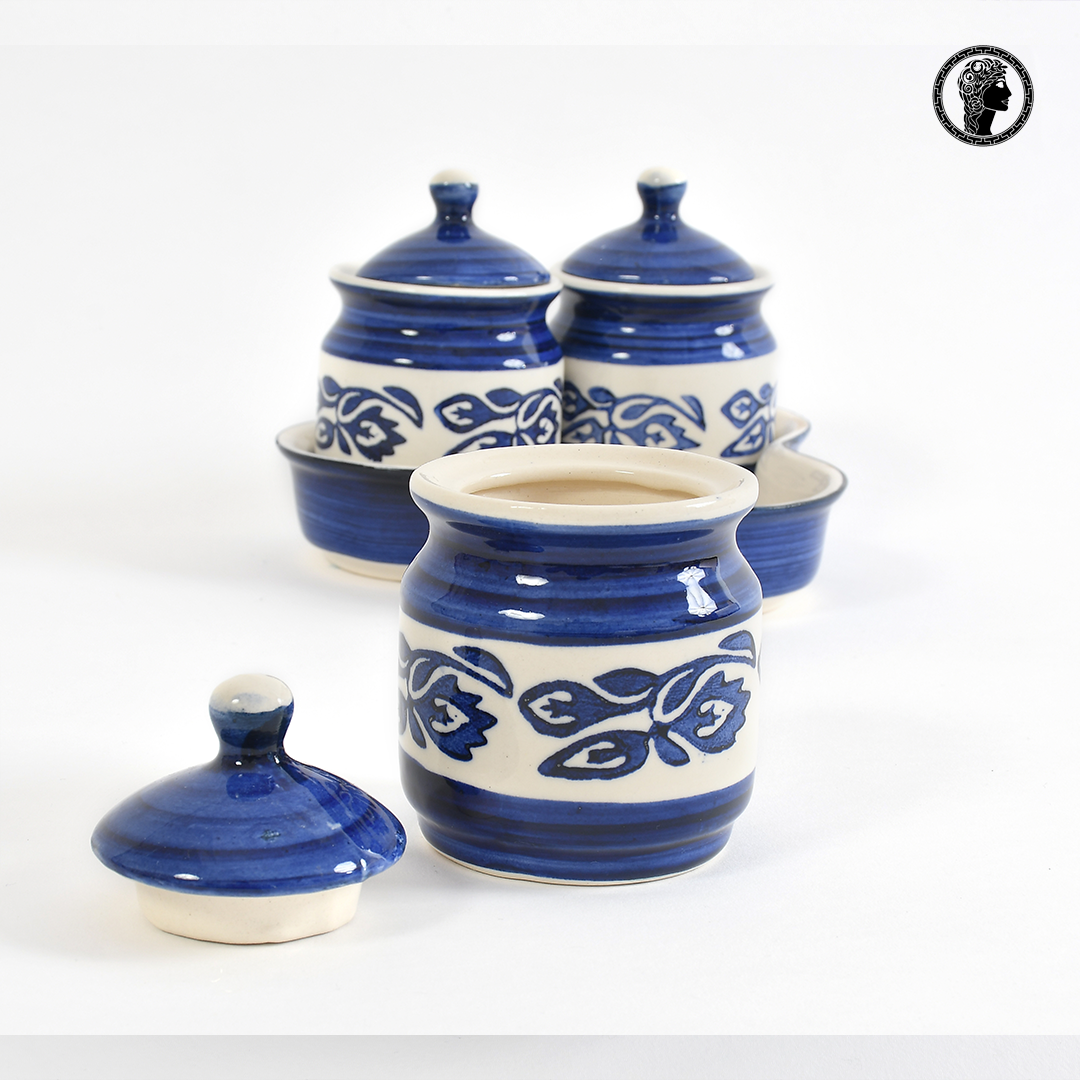 Designer Blue Ceramic Pickle Jars with Tray 4.JPG