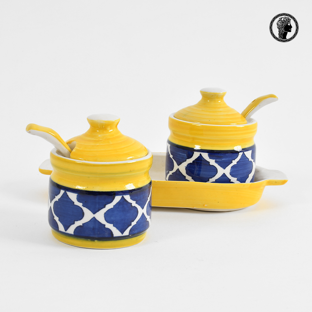 Moroccan Design Ceramic Pickle Jars with Tray Spoon 4.JPG